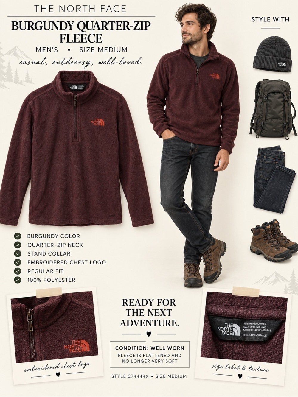 The North Face Burgundy Half-Zip Fleece Pullover